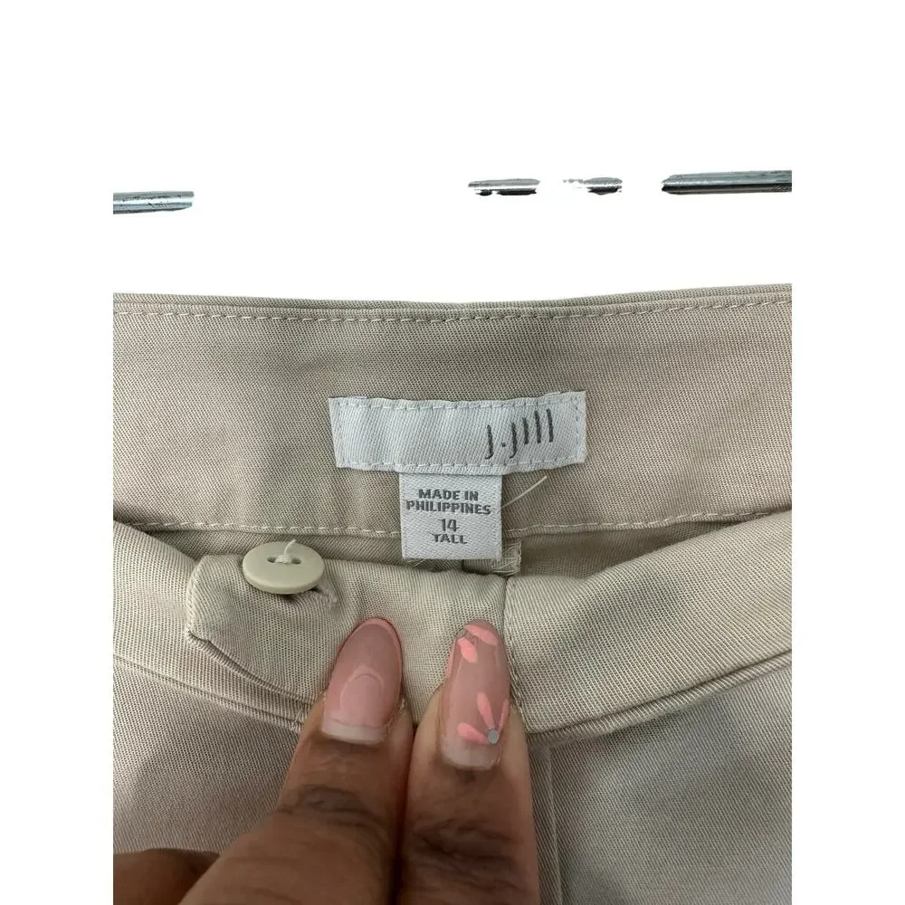 J.Jill Tan Khaki Careerwear Business Office Trouser Dress Pant Size‎ 14 Tall